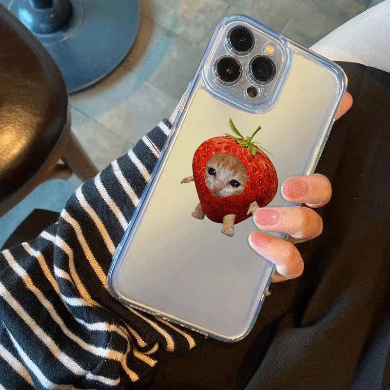 Whimsical Cherry Strawberry Cat Couple Soft Phone Case