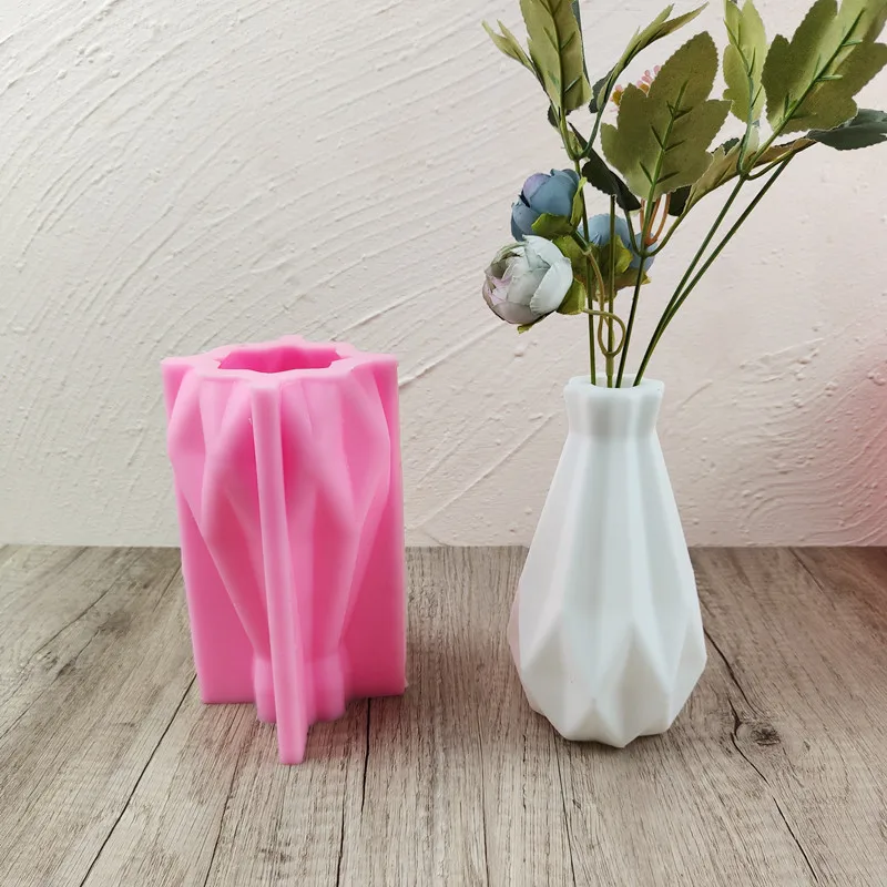 

Big Geometric Diamond Vase Vase Silicone Mold Scented Stone Ornaments Homemade Ashtray Flower Pot Pen Holder Handicraft Gift