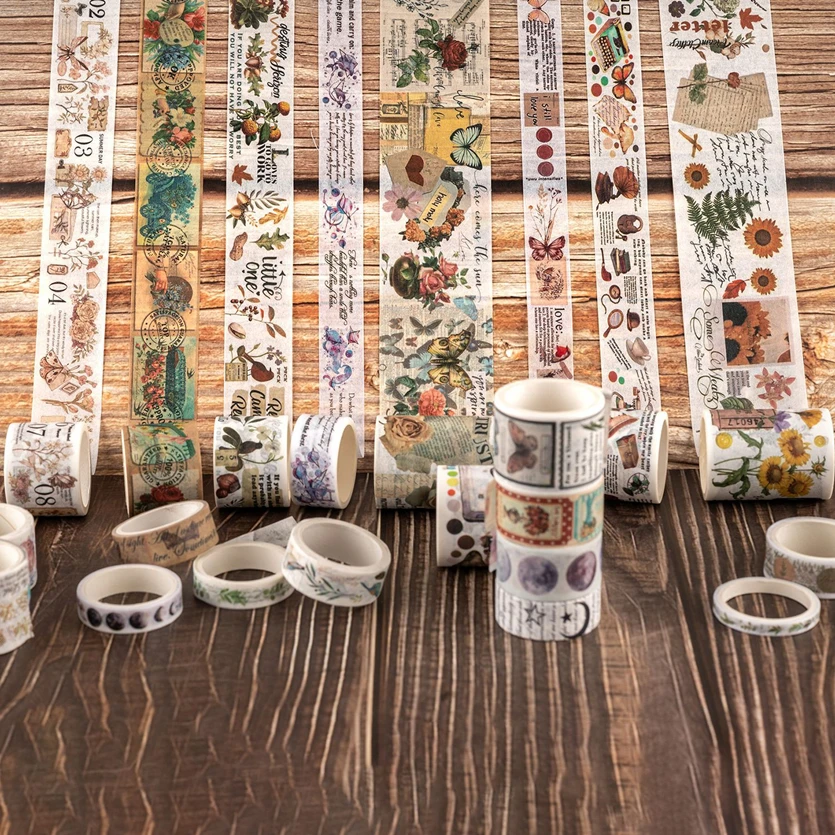 Washi Tapes 18 Rolls/Set Material Stickers Vintage Ins Classical Adhesiva Decoration Handbook Art Supplies Washitape Scrapbook