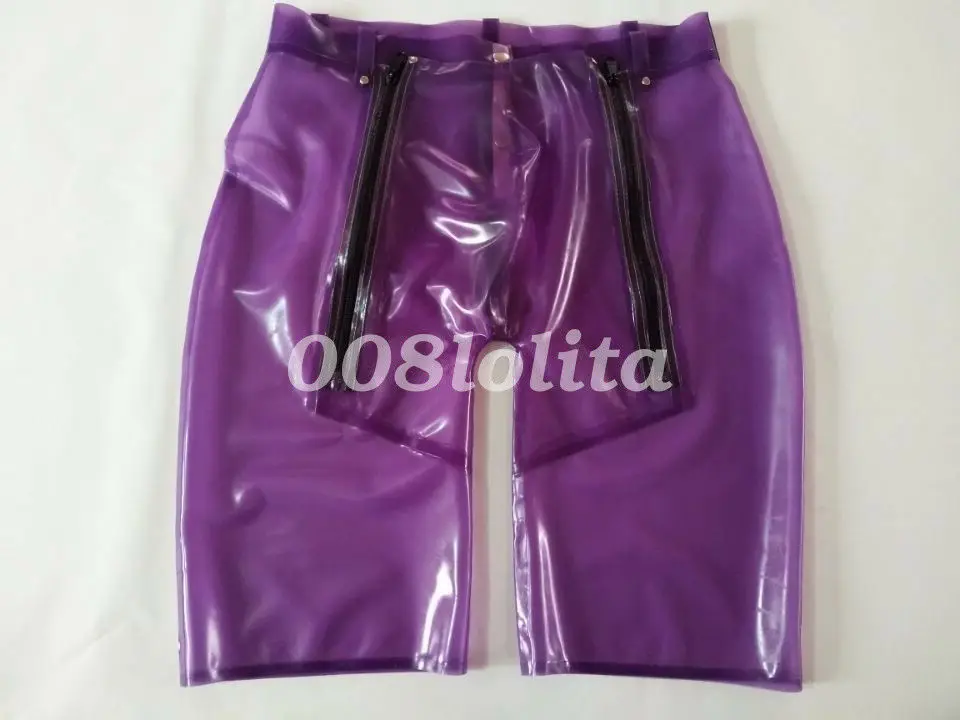 Latex Rubber Shorts Briefs Three Zipper Size S-XXL