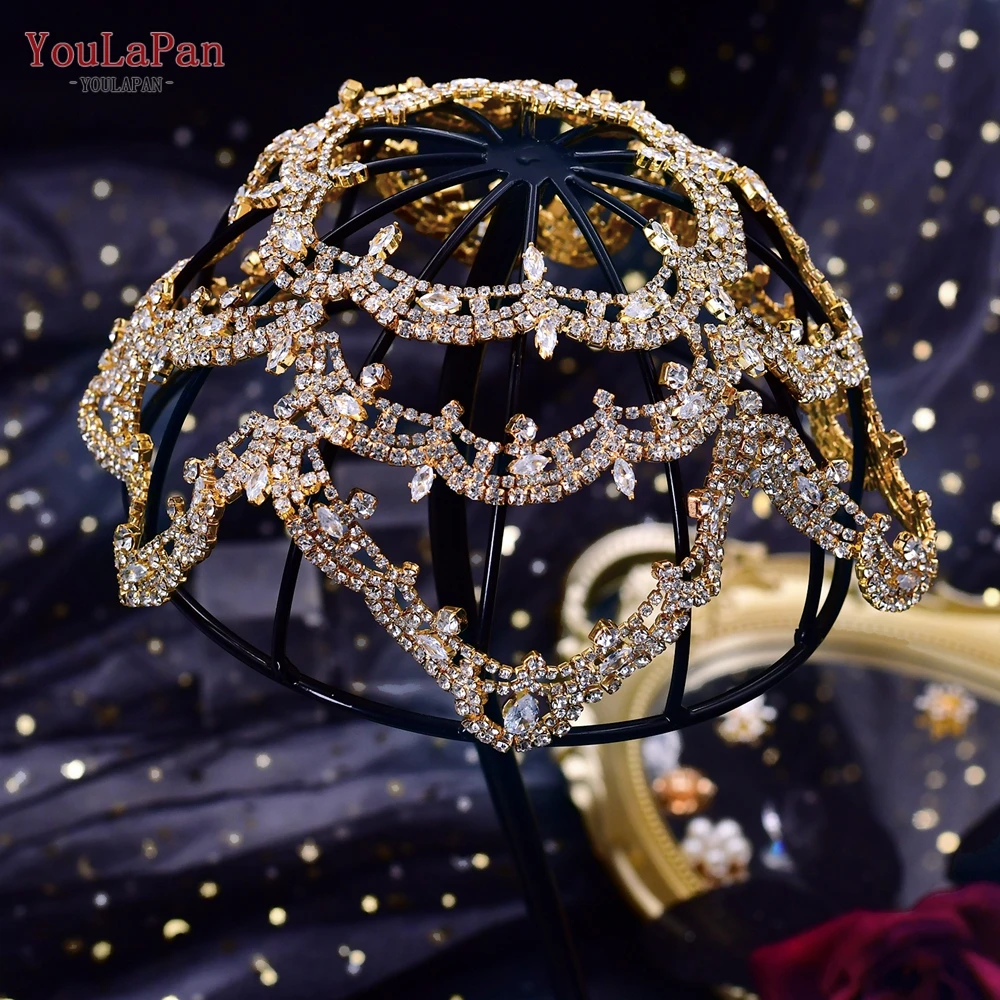 Zircon Wedding Headpiece Big Flower Shape Woman Headdress Bridal Hair Accessories Brides Hair Ornament Headband TOPQUEEN HP480 hair accessories bridal hair accessories