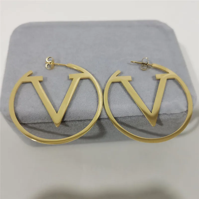 2020 New Brand style Stainless Steel Letter big V Earrings For Women Simple  Punk Fashion Gold Silver Gift Party Jewelry - AliExpress