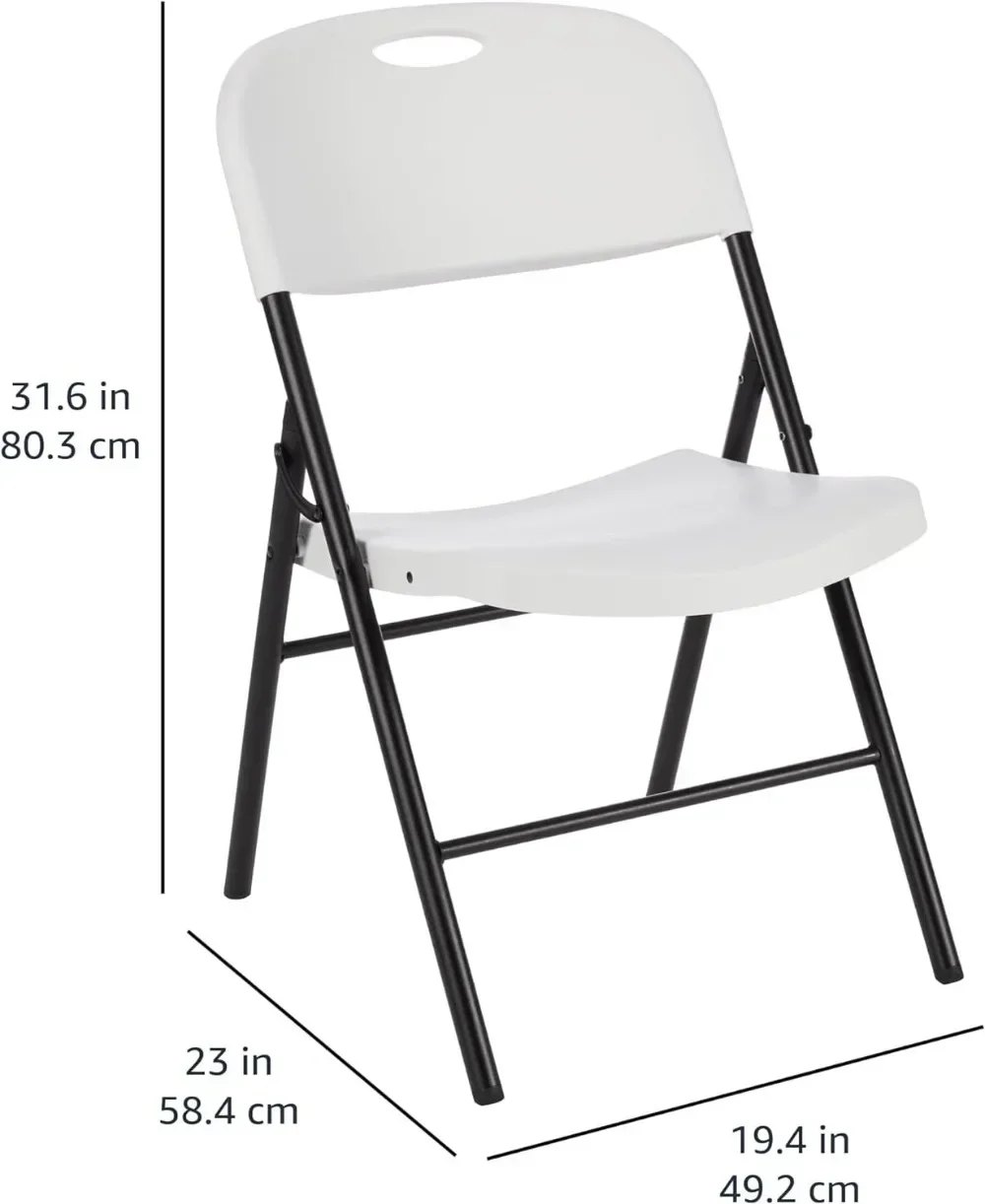 Basics Folding Plastic Chair with 350-Pound Capacity - 6-Pack, White，Conference Chair, party folding chair outdoor chair, 4