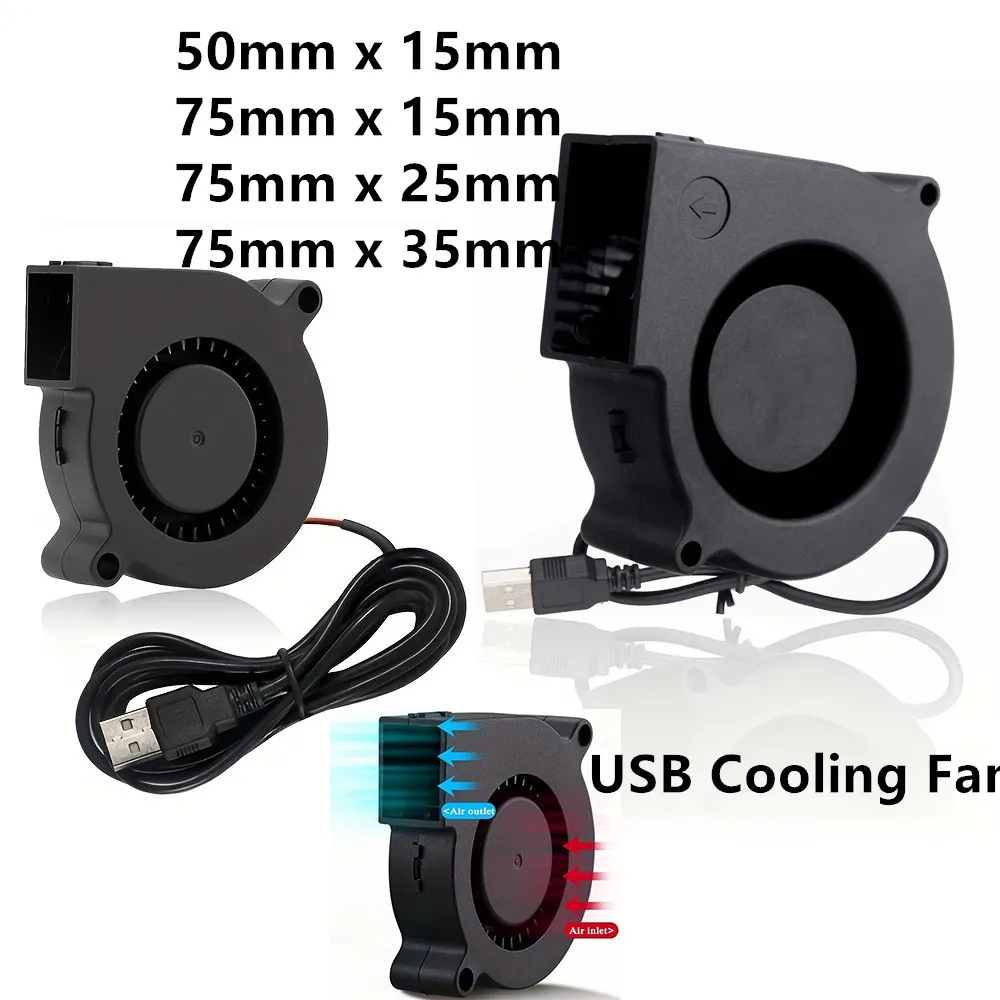 Cooling Fan 75mm USB Fan Cooling Turbo Blower Brushless 3D Printer 5015 7515 7525 7530 For Extruder DC Cooler Power Inverter Air Pump PC CPU
