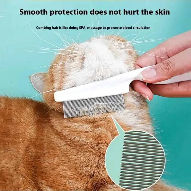Pet Comb Stainless Steel Fine Tooth Puppy Cat Hair Grooming Brush Dog Flea Louse Shedding Tools Cat Dog Bath Cleaning Supplies