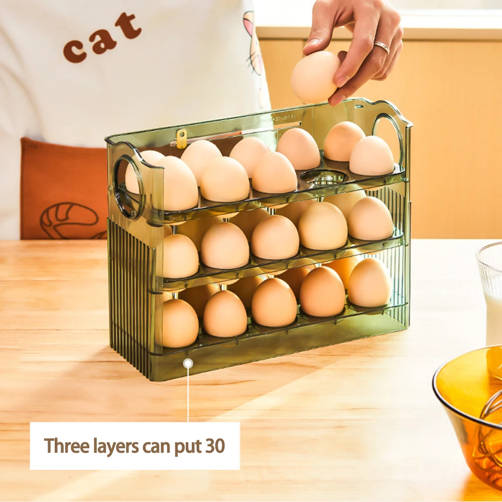 Large Capacity Egg Storage Box - Portable Multi-Layer Egg Organizer with Auto OpeningClosing