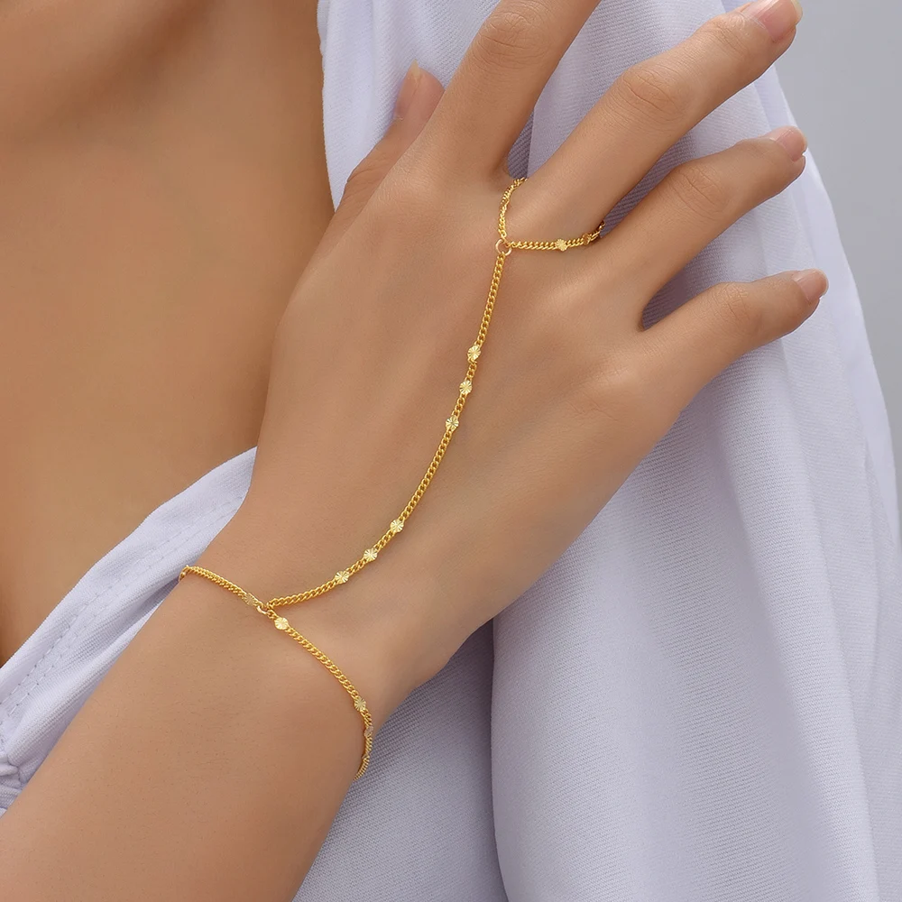 Crescent Pave 14K Gold Vermeil Hand Chain | Wanderlust + Co