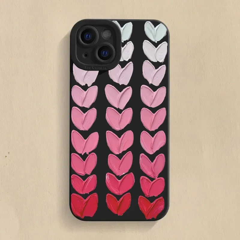 thumbnail image 1 of Funda para teléfono con pintura al óleo y corazón de amor rosa para iPhone 16, fundas para iPhone 14, 15 Pro Max, 11, 12, 13 Mini, XS, XR, X, 7, 8 Plus, SE2, carcasa trasera, 1 of 5