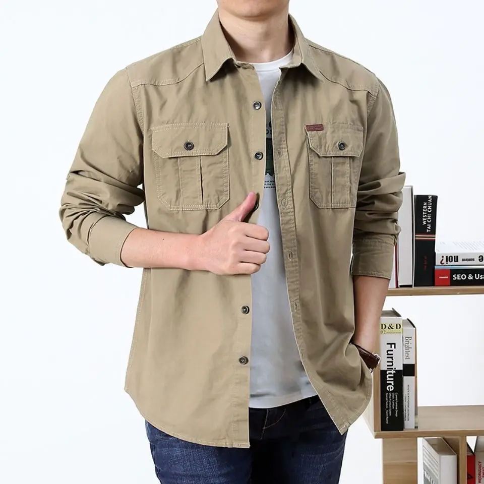 

Military Tactical Men Shirts Long Sleeve Army Shirt Casual Cotton Spring Autumn Jackets Tops Luxury Brands Workwear Shirts