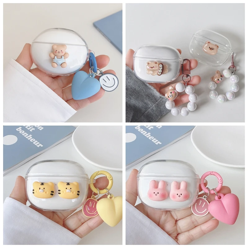Для ZMI Purpods Pro чехол Cute Bear/мультяшный чехол с изображением животного силиконовый прозрачный чехол для наушников с брелоком