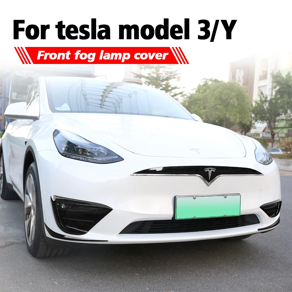 For Tesla 2016-2023 Model 3 Model Y Car Front Fog Lamp Spoiler Wind Knife  Carbon Protective Cover Decoration Sticker Accessories