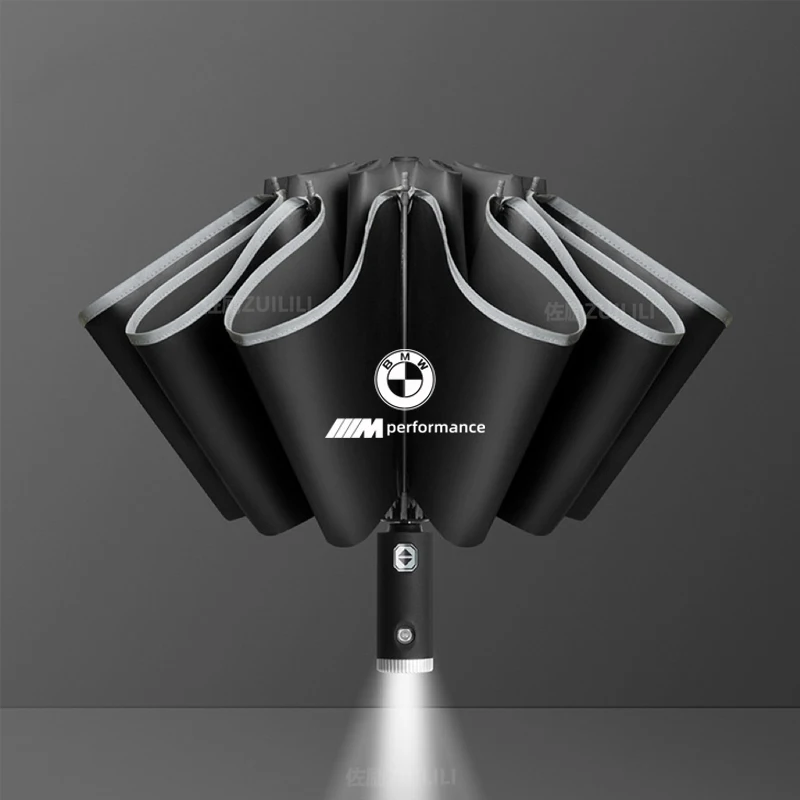 Car Led Lamp Automatic Folding Windproof Sunshade Umbrella For BMW M Performance E39 E46 E60 E90 F10 F20 F30 G20 G30 X1 X3 X4 X5