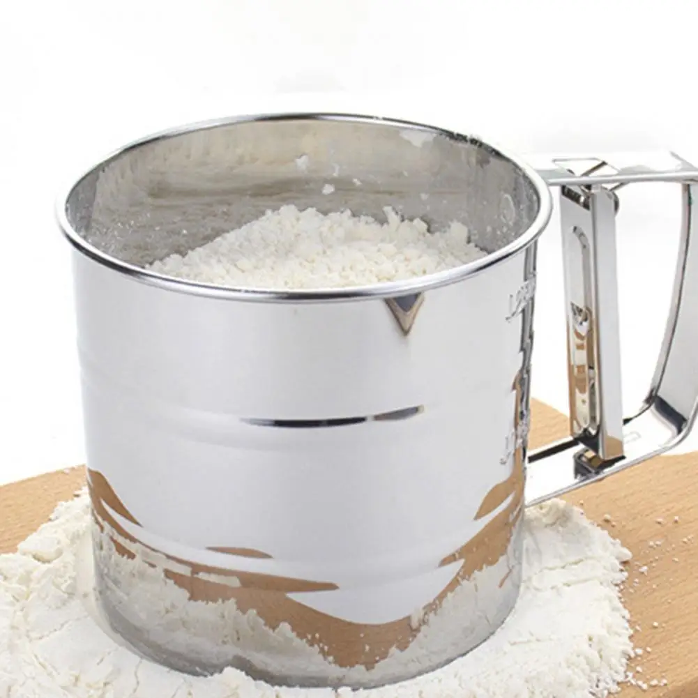 Baking Flour Sifter Double Layer Fine Mesh Powder Sugar Shaker Handheld Stainless Steel Cake Flour Sieve Tool,flour sifter,powder sieve,powder sugar shaker,fine mesh strainer,mesh strainer,baking tools