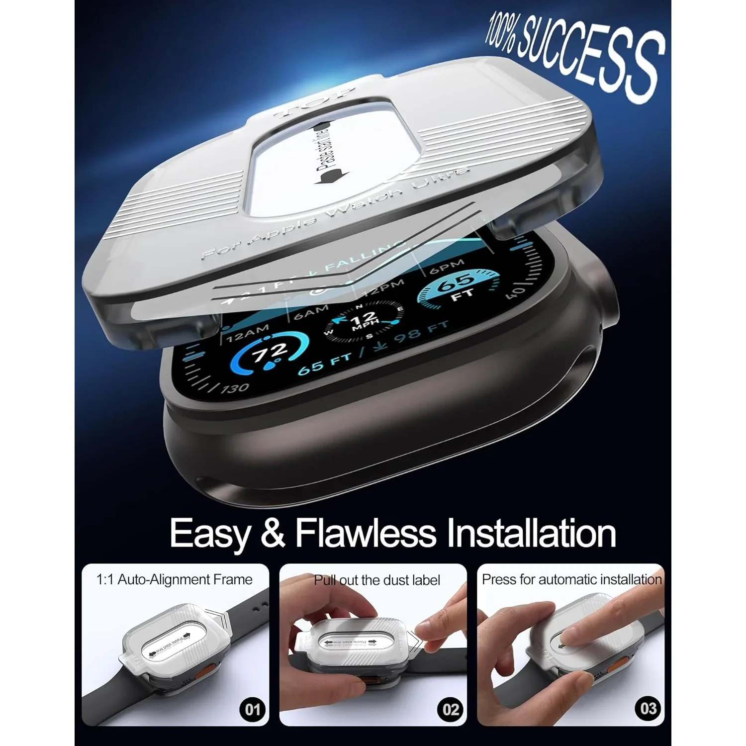 Premium Shatterproof Tempered Glass Screen Protectors for Apple Watch - Easy Installation