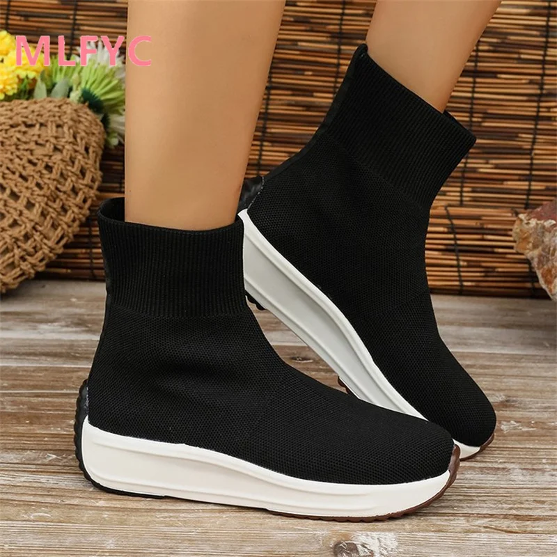 Women High Top Single Shoes Ladies Autumn New Leisure Breathable Round Head Pullover Female Shoes Flat Bottom Simple Shoes Mujer