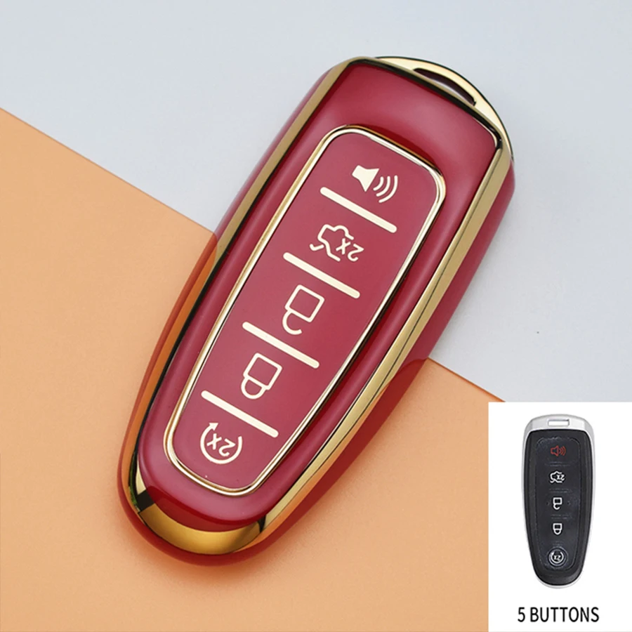 Custodia Per Portachiavi A Distanza Per Auto A 5 Pulsanti Custodia Per Portachiavi Per Ford Edge Escape Expedition Explorer Focus Taurus Flex C-Max