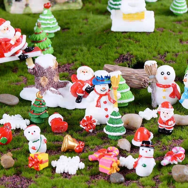 Christmas Figurines Miniature Santa Claus Snowman Micro Landscape Ornaments  For Home Decoration Kawaii Desk Decor Gift - AliExpress