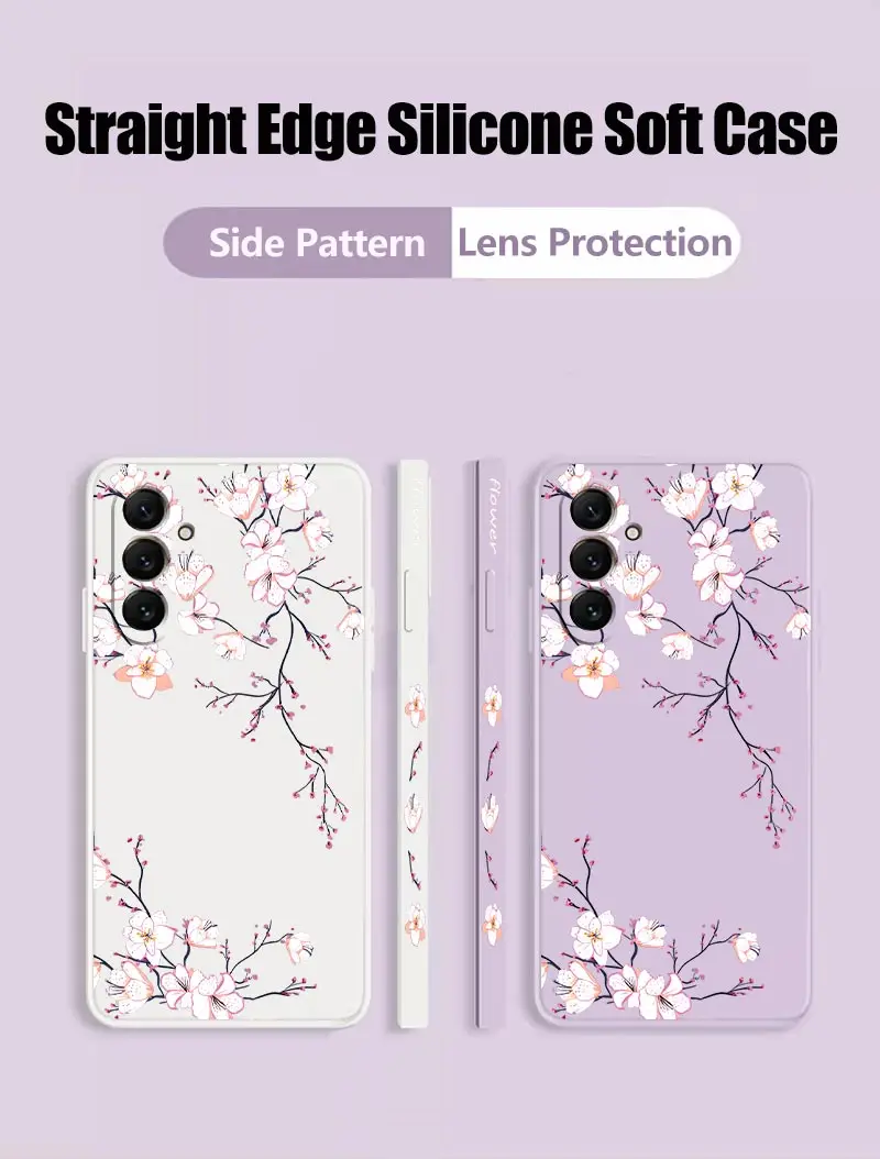 A55 Helle Orchidee Silikon Telefon Fall Für Samsung A50 A55 A52S A72 A34 A22 A51 A54 A23 A91 A32 A31 A53 A33 A70 A24 A71 Abdeckung – Detail 1