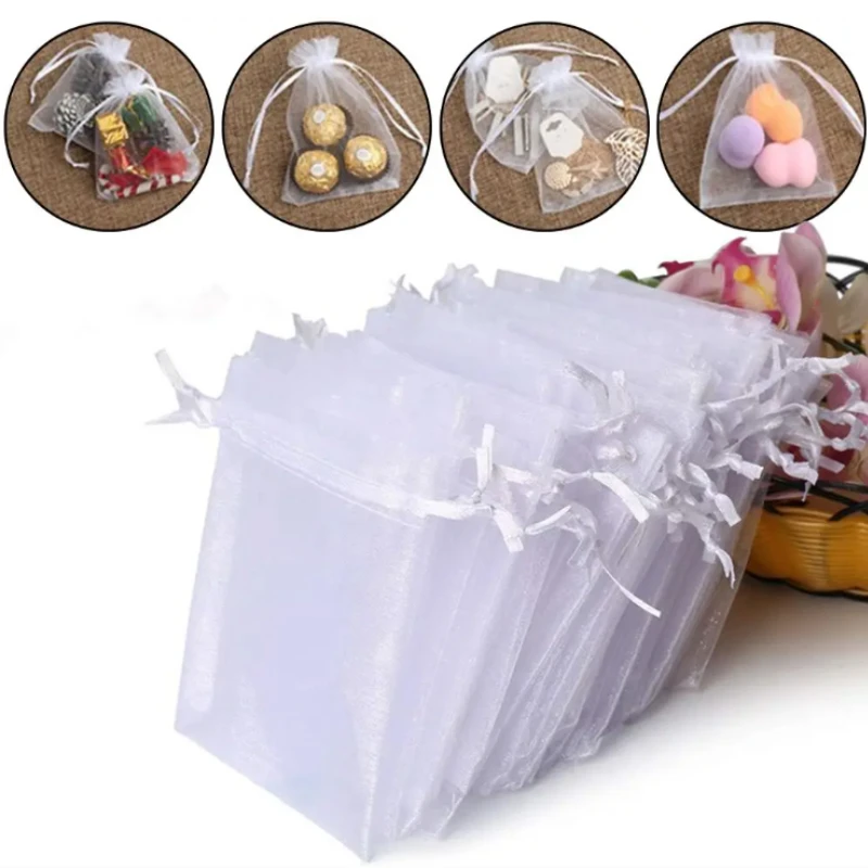 Transparent Organza Favor Bags Packaging Pocket Jewelry Candy Drawstring Mesh Pouch Birthday Wedding Party Small Gift Bag organza favor bags 25pcs