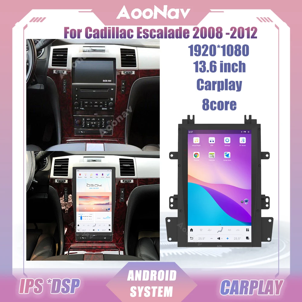 

Car Radio For Cadillac Escalade 2008 2009-2012 Stereo Multimedia Player GPS Navigation Android 11 Qualcomm Tesla Vertical Screen