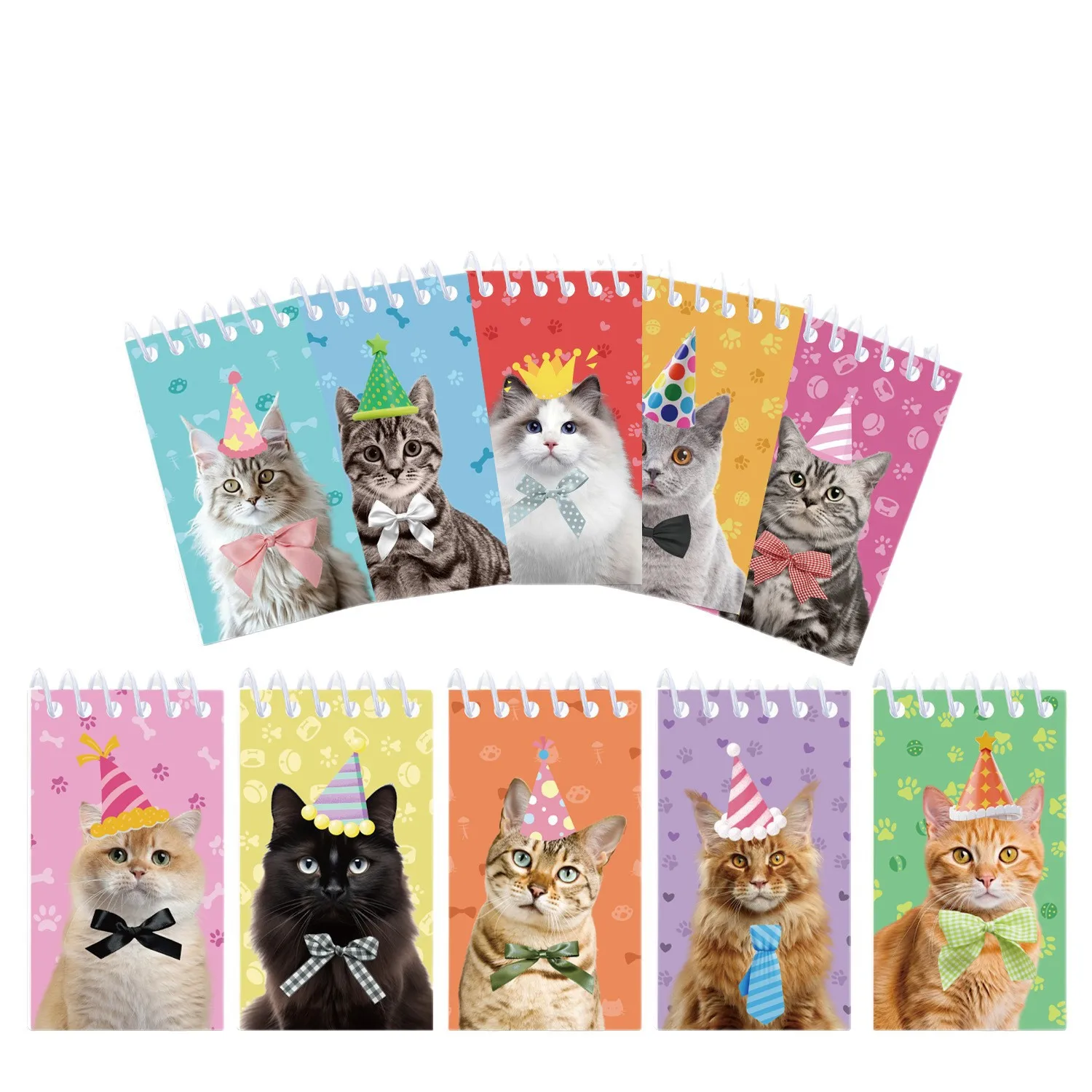 10er-Pack Kleine Katzen-Taschennotizbücher, Mini-Notizbücher für Partygeschenke, Mini-Spiralnotizblöcke, Niedliche Memo-Pads – Detail 7
