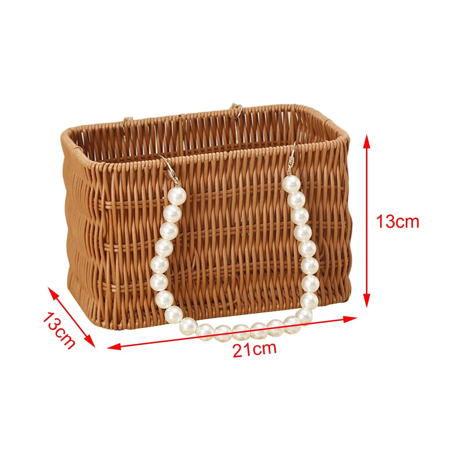 Imitation Rattan Basket Flower Basket Artificial Pearl Handle Stylish Appearance Versatile Picnic Basket for Lotions Toiletries 6