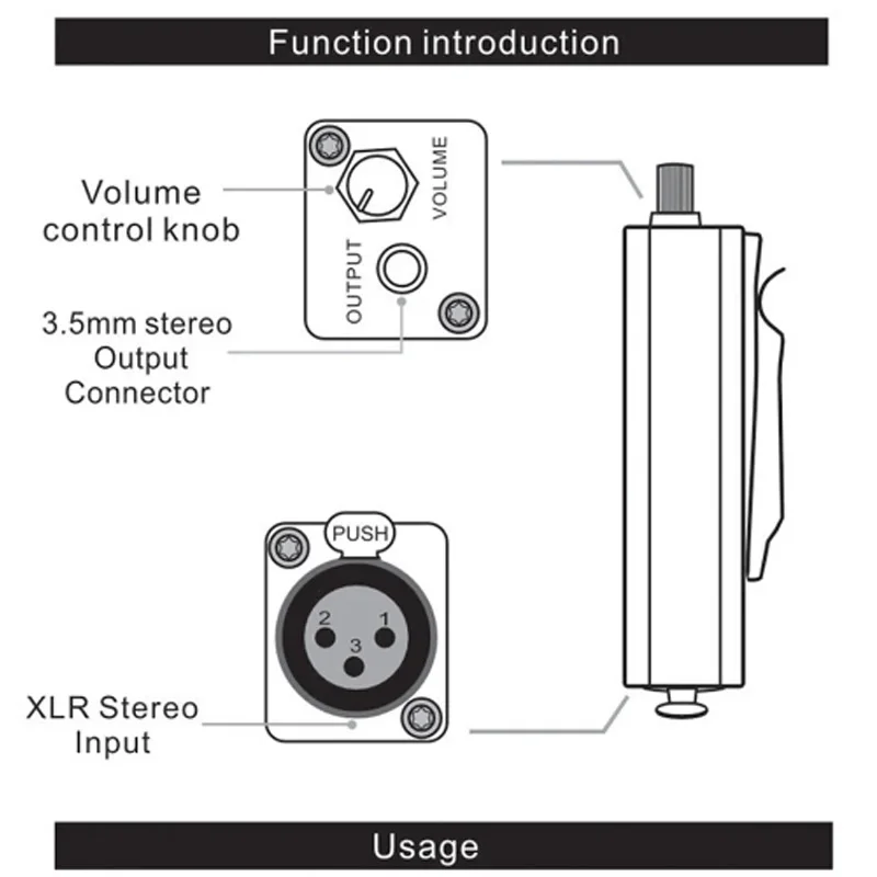 Professional Headphone Amplifier Converter AMP-1 XLR To 3.5MM Audio Interface Portable Headphone Amplifier Converter Clip Mount headphone amplifier audio interface portable dac amplifier audio decoder audio amp adapter