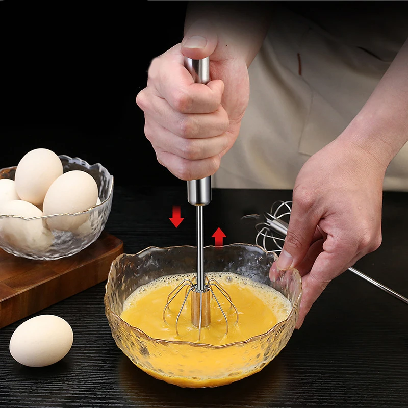 

Кухонный венчик из нержавеющей стали, полуавтоматический взбиватель для яиц, самоповорачивающийся смеситель для крема, кухонные аксессуары для выпечки