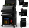 8 Drawer Rolling Tool Chest Large Capacity Rolling Tool Box with Wheels Locking Mechanical Tool Chest Portable Metal (Black) 1