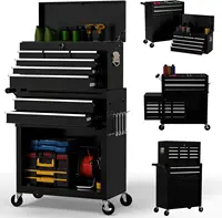 8 Drawer Rolling Tool Chest Large Capacity Rolling Tool Box with Wheels Locking Mechanical Tool Chest Portable Metal (Black) 1