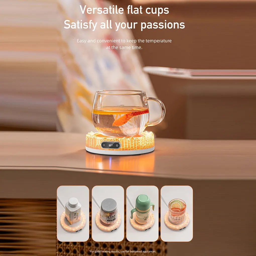 Lava Heating Constant Temperature Coaster Portable Coffee Mug Warmer Colorful Atmosphere Light Touch Control Adjustable Warmer