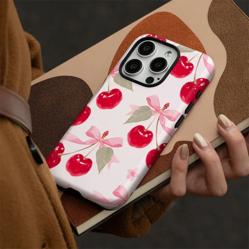 Pink Cherry 2-in-1 Film Shell Phone Case