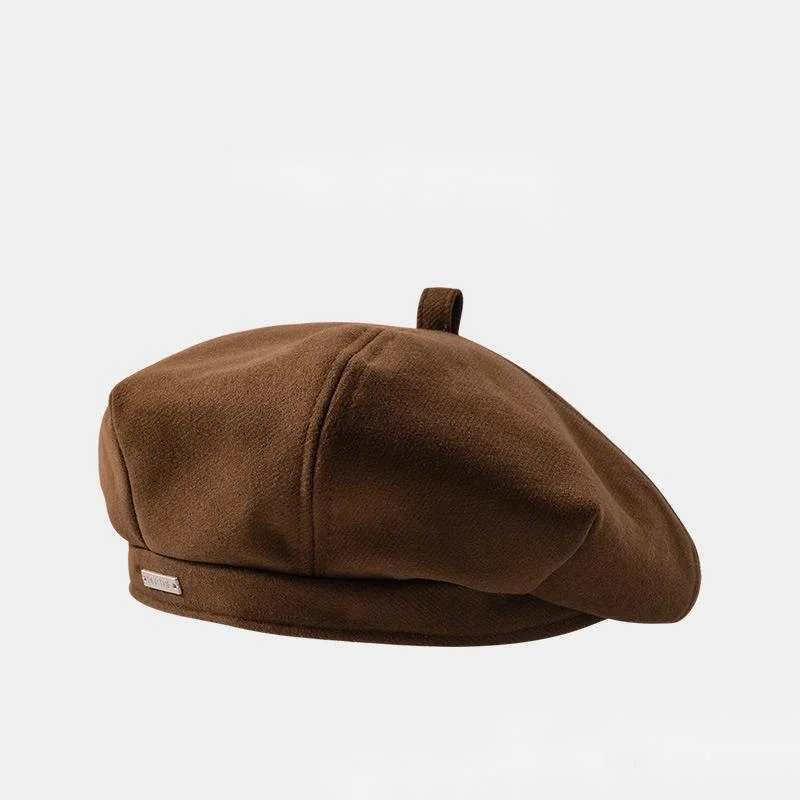 New Octagonal Hat, Women's Autumn/winter Woolen, Japanese Fashionable Belle Hat, Retro Versatile, Small Face Showing, Instagram Red Painter Hat_voghion.com