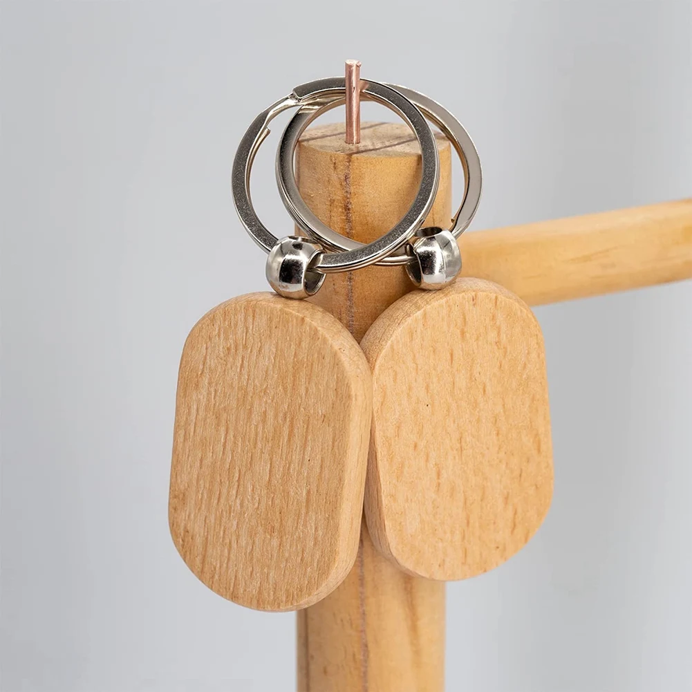 올-블랭크 나무 열쇠고리 키 DIY 나무 키체인 키 나무 각인 블랭크 20개입