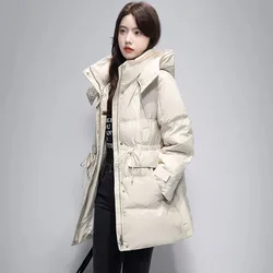 New Women's Long Down Jacket Winter Cold Warm 90% White Duck Down Outerwear Female Casual Removable Hooded Parker Overcoat Brown