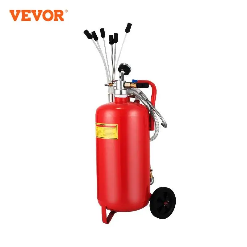 VEVOR 22.7L Pneumatic Oil Extractor Fuel Change Tool with 6 Suction Probes Pressure Gauge Safety Valve to Drain Any Vehicles Oil