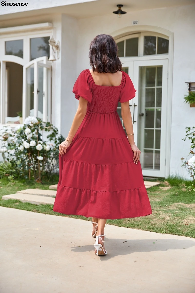 chinese dress ladies Azure Flowy Chiffon Front Twist Maxi Dress main image 1