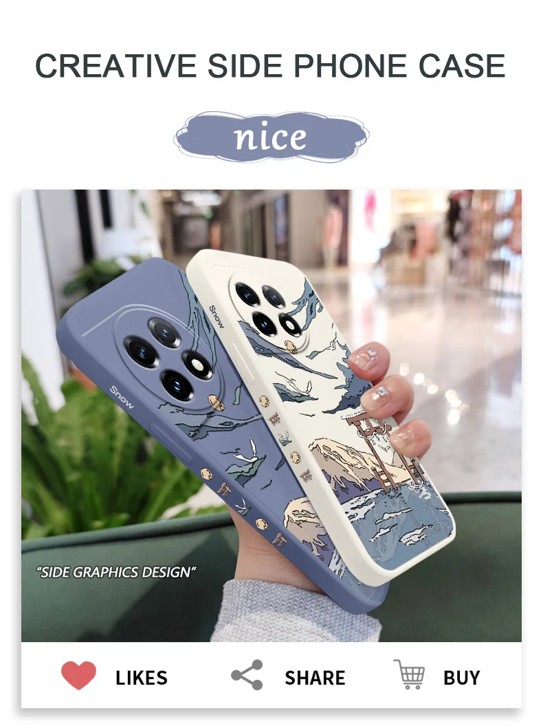 Snowy Gate Handyhülle für Oneplus 13 13R 12 12R 11 11R 10 10R 10T 9R 9RT 9 8T 8 7 7T Pro 5G Flüssigsilikonhülle – Detail 1