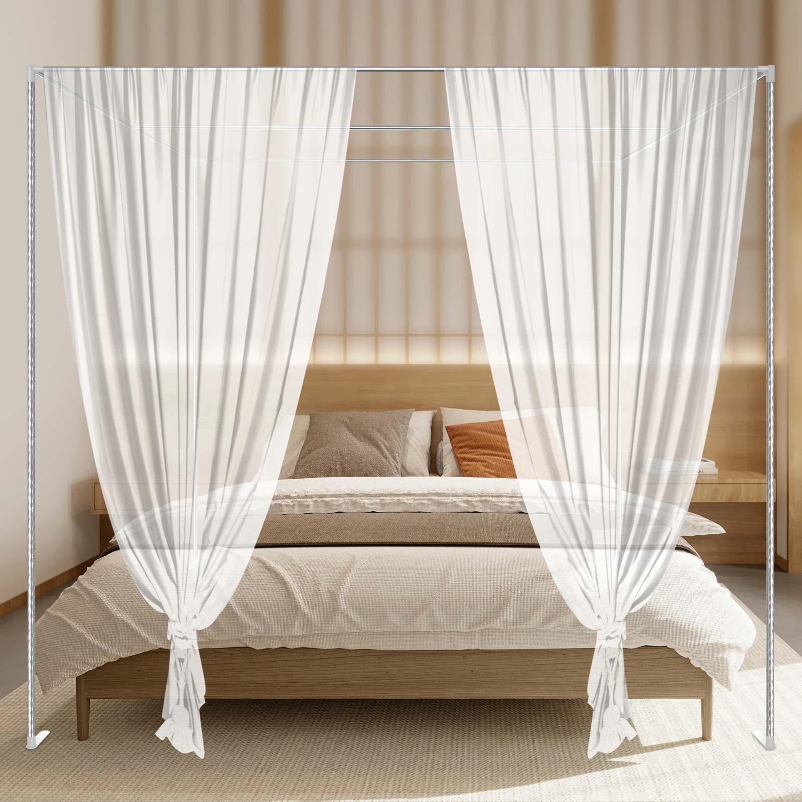 Canopy Bed Frame Post 4 Corner Stainless Mosquito Netting Frame Bracket Bedroom Use 5