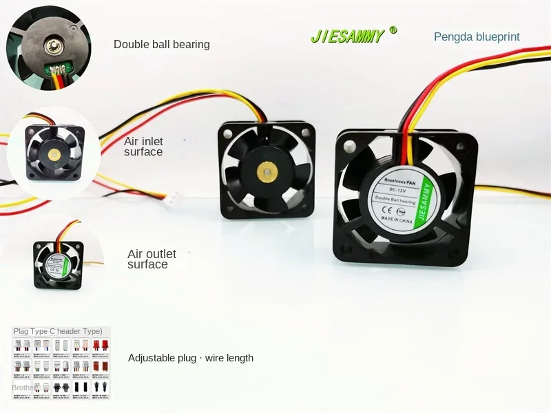 JIESAMMY Dual Ball 12V 0.05A Silent 4020 4CM Alarm Function 5000 RPM Cooling Fan40*40*20MM brand new pengda blueprint 4020 hydraulic double ball oil bearing 24v 12v 5v high turn silent 4cm fan40 40 20mm