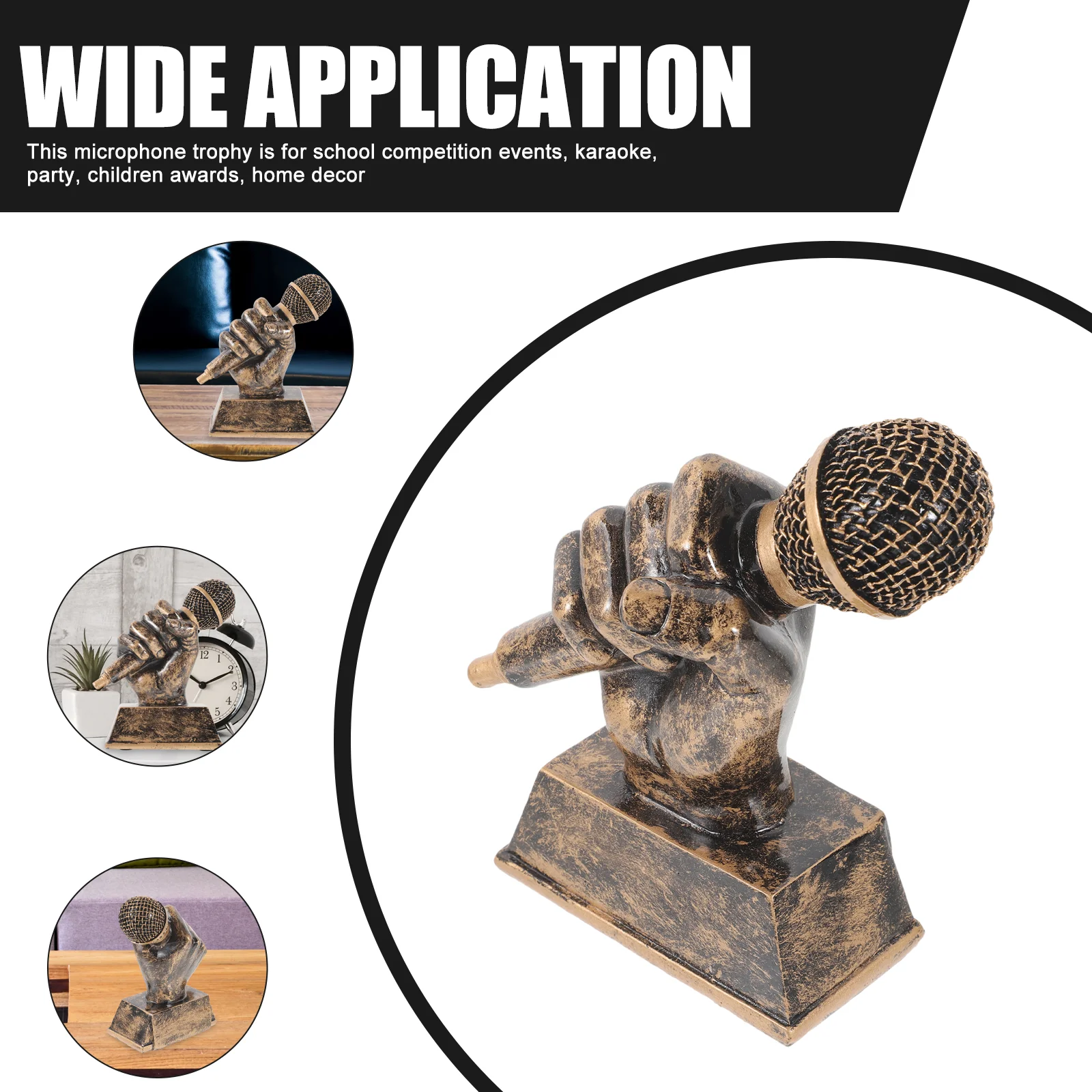 Music Trophy Microphone Sculpture Party Award Trophies Cheer Vintage Decor Sports Mini Parties Resin Office Student