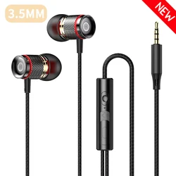 9D HiFi Heavy Bass Earphones with 7.1 Surround Sound and Built - In Microphone ((New)3.5MM AUX Black)