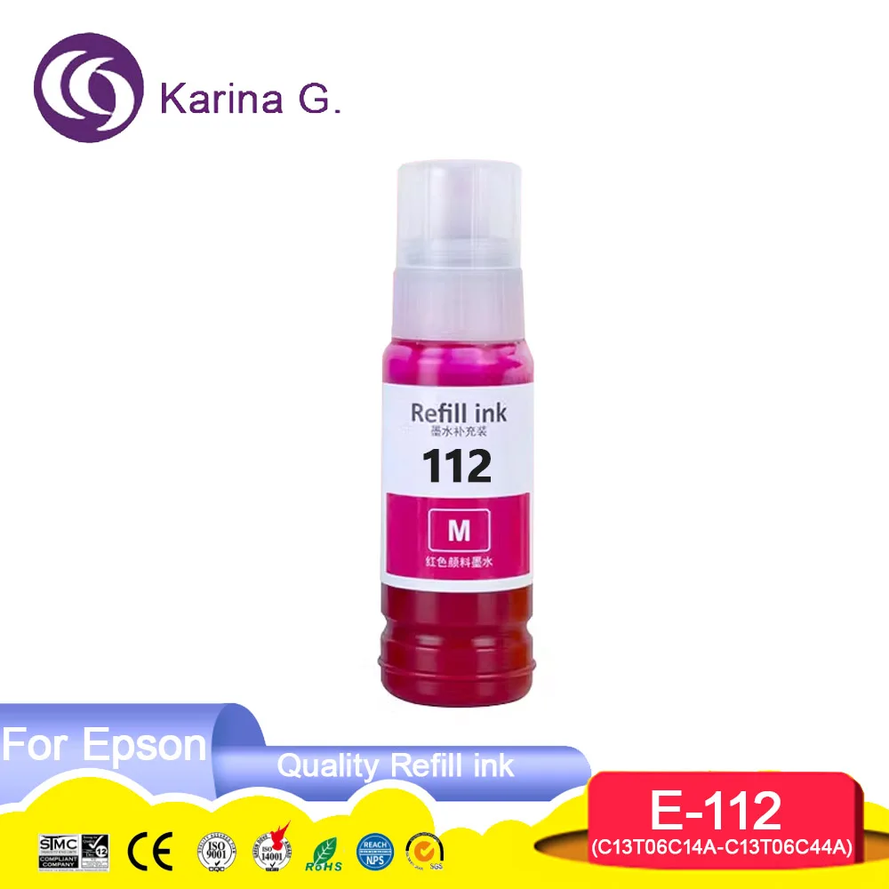 112 C13T06C14A T06C Premium Color Compatible Water Based Bottle Refill Pigment Ink for Epson Ecotank L6490/L6550/L6570/L6580