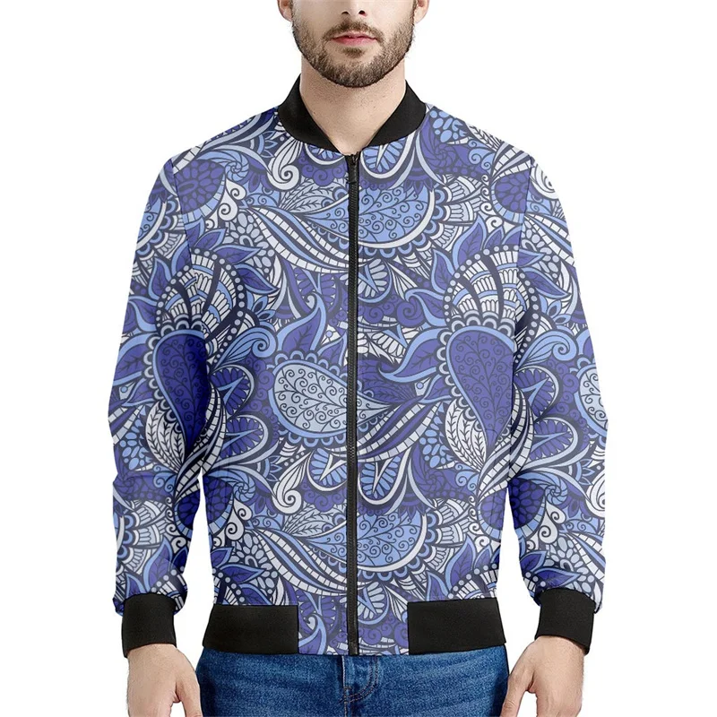 thumbnail image 1 of Chaqueta con estampado 3D de retazos bohemios para hombre, sudaderas con estampado floral étnico, tops de manga larga, abrigos con cremallera para primavera y otoño, 1 of 5