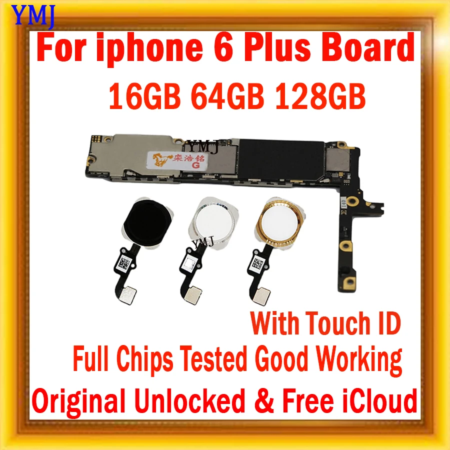 Icloud Gratuito Per Iphone 6 Plus Scheda Madre Da 5.5 Pollici Con/No Touch Id Scheda Logica Sbloccata Originale 16Gb 64Gb 128Gb Test Bene