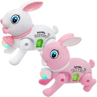 New Cartoon Electric leash bunny glow music rope radish jumping bunny  Walking Rabbit Learning Crawling Toy for children gifts 1