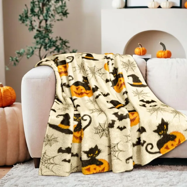 1PC Halloween Throw Blanket Pumpkin Skull Bats Ghost Black cats Thin Blanket Gifts for Couch Bed Car Home Camping all season use 1PC Halloween Throw Blanket Pumpkin Skull Bats Ghost Black cats Thin Blanket Gifts for Couch Bed Car Home Camping all season use