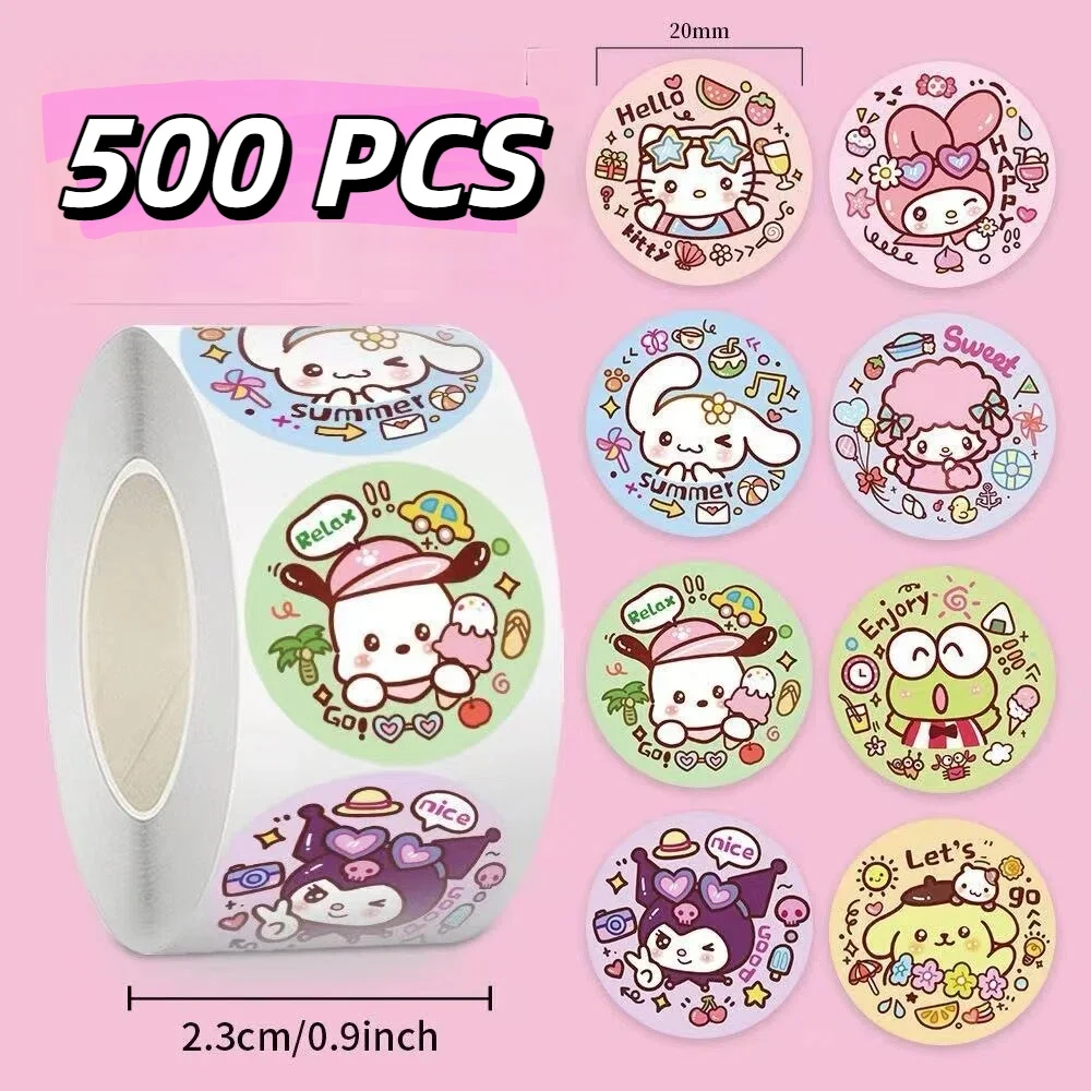 500Pcs/Roll Sanrio Cartoon Melody 헬로 키티 스티커 씰링 귀여..