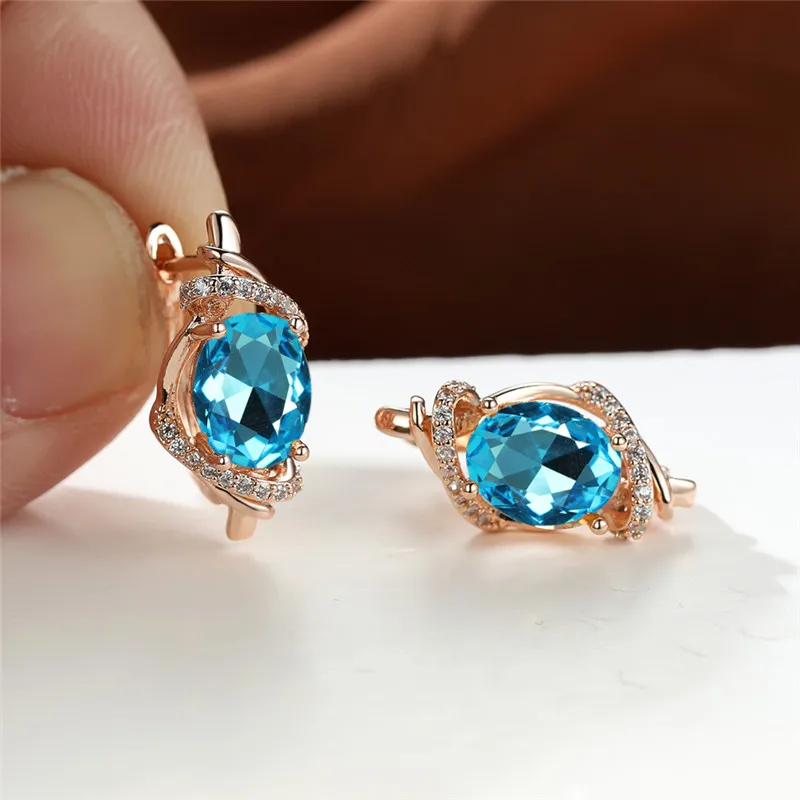 Owalne kolczyki kółka w stylu vintage dla kobiet w kolorze złotym Biżuteria zaręczynowa z klamrą ślubną Prezent