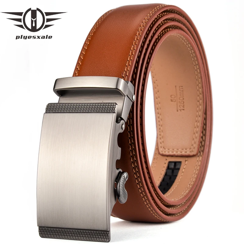 

Plyesxale Luxury Designer Leather Man Belt Top Quality Ratchet Belt Strap Automatic Brown Mens Belts Cowhide Dropshipping G67